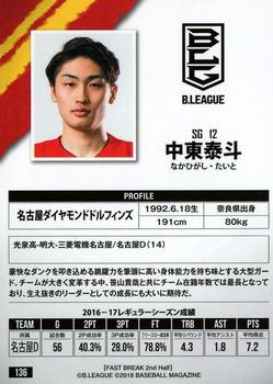 2017-18 BBM B.League Fast Break #136 Taito Nakahigashi Back