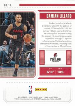 2018 Panini Contenders Draft Picks #10 Damian Lillard Back