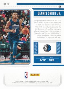2018 Panini Contenders Draft Picks #12 Dennis Smith Jr. Back