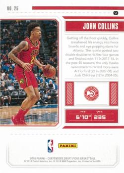 2018 Panini Contenders Draft Picks #25 John Collins Back