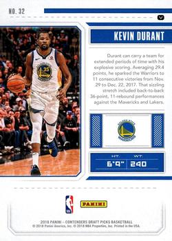 2018 Panini Contenders Draft Picks #32 Kevin Durant Back