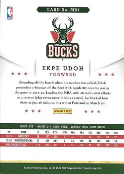 2012-13 Hoops Milwaukee Bucks #MB1 Ekpe Udoh Back