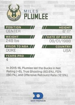 2016-17 Daktronics Milwaukee Bucks #NNO Miles Plumlee Back