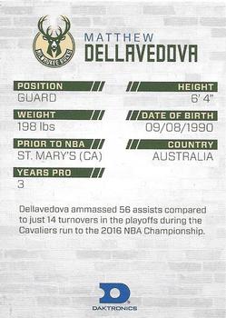 2016-17 Daktronics Milwaukee Bucks #NNO Matthew Dellavedova Back