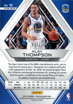 2017-18 Panini Spectra - Red #16 Klay Thompson Back