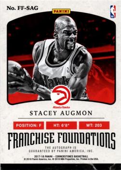 2017-18 Panini Cornerstones - Franchise Foundations Signatures Gold #FF-SAG Stacey Augmon Back