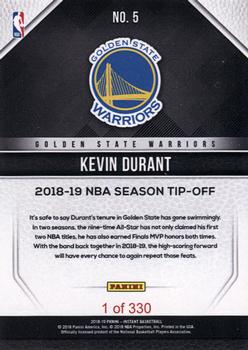 2018-19 Panini Instant NBA #5 Kevin Durant Back