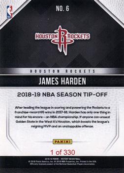 2018-19 Panini Instant NBA #6 James Harden Back