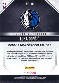2018-19 Panini Instant NBA #10 Luka Dončić Back