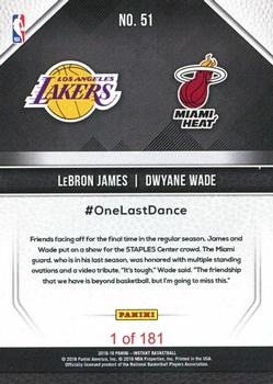 2018-19 Panini Instant NBA #51 Lebron James / Dwyane Wade Back