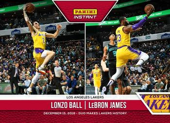 2018-19 Panini Instant NBA #54 Lonzo Ball / Lebron James Front