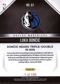 2018-19 Panini Instant NBA #61 Luka Dončić Back