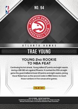 2018-19 Panini Instant NBA #94 Trae Young Back