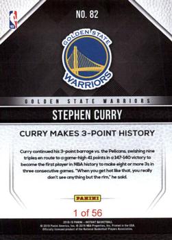 2018-19 Panini Instant NBA #82 Stephen Curry Back