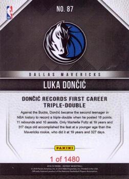 2018-19 Panini Instant NBA #87 Luka Dončić Back