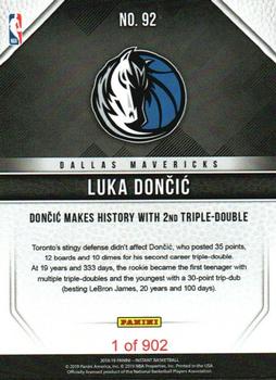 2018-19 Panini Instant NBA #92 Luka Dončić Back