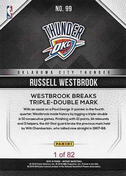 2018-19 Panini Instant NBA #99 Russell Westbrook Back