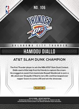 2018-19 Panini Instant NBA #106 Hamidou Diallo Back