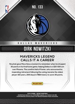 2018-19 Panini Instant NBA #133 Dirk Nowitzki Back