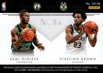 2017-18 Panini Noir - Two-Shot Rookie Jerseys #SO-SB Semi Ojeleye / Sterling Brown Back