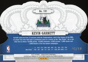 2017-18 Panini Crown Royale - Crystal Gold #191 Kevin Garnett Back