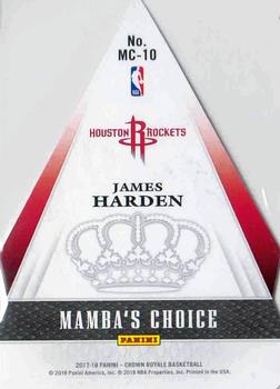 2017-18 Panini Crown Royale - Mamba's Choice #MC-10 James Harden Back
