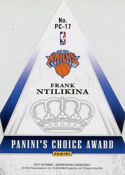 2017-18 Panini Crown Royale - Panini's Choice #PC-17 Frank Ntilikina Back