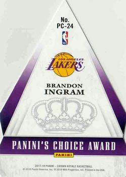 2017-18 Panini Crown Royale - Panini's Choice #PC-24 Brandon Ingram Back