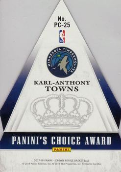 2017-18 Panini Crown Royale - Panini's Choice #PC-25 Karl-Anthony Towns Back