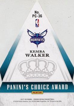 2017-18 Panini Crown Royale - Panini's Choice #PC-36 Kemba Walker Back
