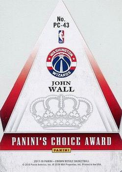 2017-18 Panini Crown Royale - Panini's Choice #PC-43 John Wall Back