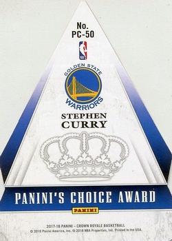 2017-18 Panini Crown Royale - Panini's Choice #PC-50 Stephen Curry Back