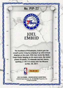 2017-18 Panini Crown Royale - Power in the Paint #PIP-22 Joel Embiid Back