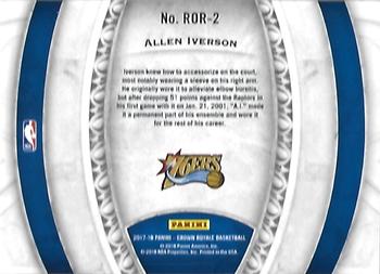 2017-18 Panini Crown Royale - Regents of Roundball #ROR-2 Allen Iverson Back