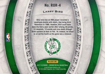 2017-18 Panini Crown Royale - Regents of Roundball #ROR-4 Larry Bird Back