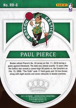 2017-18 Panini Crown Royale - Roundball Royalty #RR-6 Paul Pierce Back
