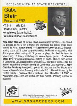 2008-09 MultiAd Wichita State Shockers #NNO Gabe Blair Back