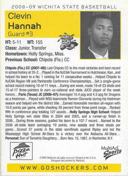 2008-09 MultiAd Wichita State Shockers #NNO Clevin Hannah Back