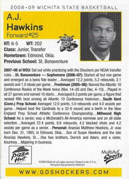 2008-09 MultiAd Wichita State Shockers #NNO A.J. Hawkins Back