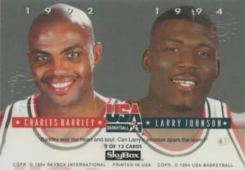 1993-94 SkyBox Premium - USA Tip-Off Gold #2 Larry Johnson / Charles Barkley Back