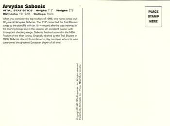 1997 Scholastic Ultimate NBA Postcards #NNO Arvydas Sabonis Back