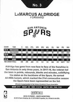 2018-19 Hoops #3 LaMarcus Aldridge Back