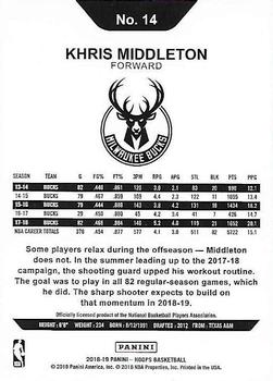 2018-19 Hoops #14 Khris Middleton Back