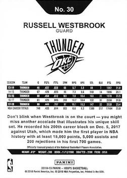 2018-19 Hoops #30 Russell Westbrook Back