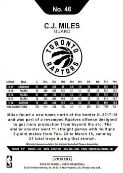 2018-19 Hoops #46 C.J. Miles Back