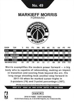 2018-19 Hoops #49 Markieff Morris Back