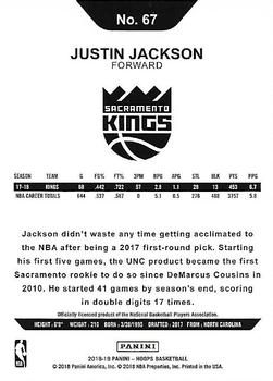 2018-19 Hoops #67 Justin Jackson Back