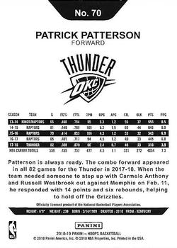 2018-19 Hoops #70 Patrick Patterson Back