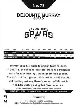 2018-19 Hoops #73 Dejounte Murray Back
