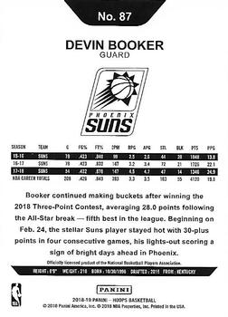 2018-19 Hoops #87 Devin Booker Back